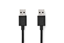 USB-Kabel | USB 3.2 Gen 1 | USB-A Male | USB-A Male | 5 Gbps | Vernikkeld | 2.00 m | Rond | PVC | Zwart | Label