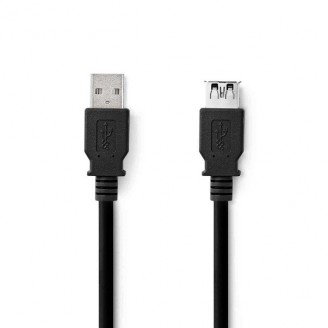 USB-Kabel | USB 3.2 Gen 1 | USB-A Male | USB-A Female | 5 Gbps | Vernikkeld | 1.00 m | Rond | PVC | Zwart | Label