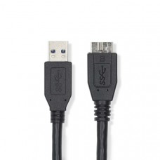 USB-Kabel | USB 3.2 Gen 1 | USB-A Male | USB Micro-B Male | 5 Gbps | Vernikkeld | 0.50 m | Rond | PVC | Zwart | Label