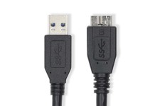 USB-Kabel | USB 3.2 Gen 1 | USB-A Male | USB Micro-B Male | 5 Gbps | Vernikkeld | 1.00 m | Rond | PVC | Zwart | Label
