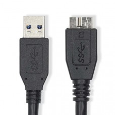 USB-Kabel | USB 3.2 Gen 1 | USB-A Male | USB Micro-B Male | 5 Gbps | Vernikkeld | 2.00 m | Rond | PVC | Zwart | Label