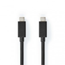 USB-Kabel | USB 3.2 Gen 2x2 | USB-CT Male | USB-CT Male | 100 W | 4K@60Hz | 20 Gbps | Vernikkeld | 1.00 m | Rond | PVC | Zwart | Label