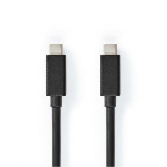 USB-Kabel | USB 3.2 Gen 2x2 | USB-CT Male | USB-CT Male | 100 W | 4K@60Hz | 20 Gbps | Vernikkeld | 1.00 m | Rond | PVC | Zwart | Label