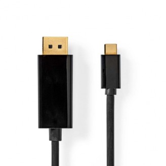 USB-CT Adapter | USB 3.2 Gen 1 | USB-CT Male | DisplayPort Male | 4K@60Hz | 2.00 m | Rond | Verguld | PVC | Zwart | Label