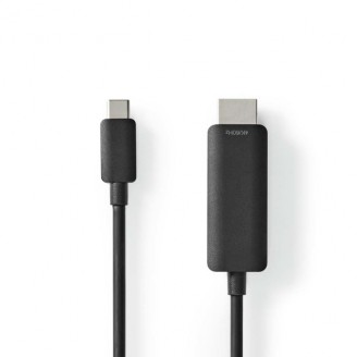 USB-CT Adapter | USB 3.2 Gen 1 | USB-CT Male | HDMI Connector | 4K@60Hz | 1.00 m | Rond | Vernikkeld | PVC | Zwart | Label