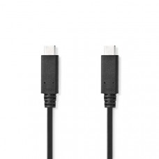 USB-Kabel | USB 3.2 Gen 2x2 | USB-CT Male | USB-CT Male | 240 W | 8K@30Hz | 10 Gbps | Vernikkeld | 1.00 m | Rond | PVC | Zwart | Label