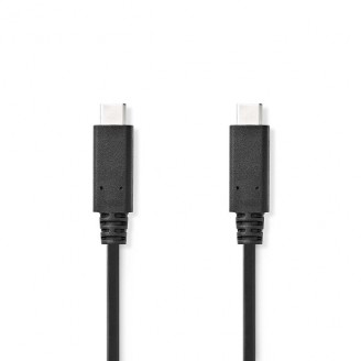 USB-Kabel | USB 3.2 Gen 2x2 | USB-CT Male | USB-CT Male | 240 W | 8K@30Hz | 10 Gbps | Vernikkeld | 1.00 m | Rond | PVC | Zwart | Label