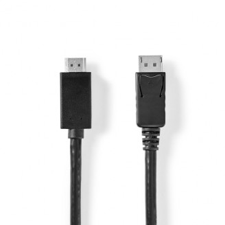 DisplayPort-Kabel | DisplayPort Male | HDMI Connector | 4K@60Hz | Vernikkeld | 2.00 m | Rond | PVC | Zwart | Polybag