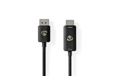 DisplayPort-Adapter | DisplayPort Male | HDMI Connector | 8K@30Hz | Vernikkeld | Recht | 1.80 m | Rond | TPE | Zwart | Envelop