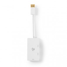 DisplayPort-Adapter | Mini-DisplayPort Male | DVI-D 24+1-Pins Female / HDMI Output / VGA Female 15p | 4K@60Hz | Verguld | Schakelbaar | 0.20 m | Rond | ABS | ABS | Wit | Polybag