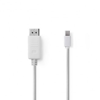 Mini DisplayPort-Kabel | DisplayPort 1.2 | Mini-DisplayPort Male | DisplayPort Male | 21.6 Gbps | Vernikkeld | 2.00 m | Rond | PVC | Wit | Polybag