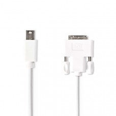 Mini DisplayPort-Kabel | DisplayPort 1.2 | Mini-DisplayPort Male | DVI-D 24+1-Pins Male | 21.6 Gbps | Vernikkeld | 2.00 m | Rond | PVC | Wit | Envelop