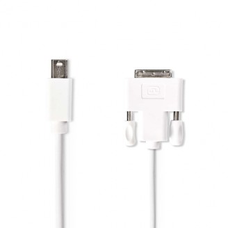 Mini DisplayPort-Kabel | DisplayPort 1.2 | Mini-DisplayPort Male | DVI-D 24+1-Pins Male | 21.6 Gbps | Vernikkeld | 2.00 m | Rond | PVC | Wit | Envelop