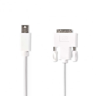 Mini DisplayPort-Kabel | DisplayPort 1.2 | Mini-DisplayPort Male | DVI-D 24+1-Pins Male | 21.6 Gbps | Vernikkeld | 2.00 m | Rond | PVC | Wit | Polybag