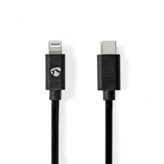 Lightning Kabel | USB 2.0 | Apple Lightning 8-Pins | USB-CT Male | 480 Mbps | Vernikkeld | 2.00 m | Rond | PVC | Zwart | Envelop