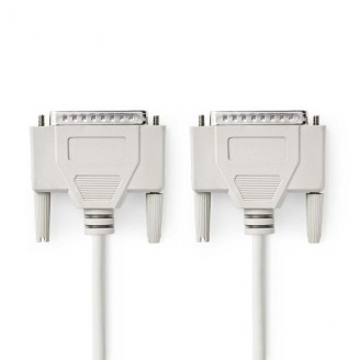 SeriÃ«le Kabel | D-SUB 25-Pins Male | D-SUB 25-Pins Male | Vernikkeld | 1.00 m | Rond | PVC | Ivoor | Polybag