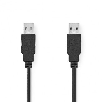 USB-Kabel | USB 2.0 | USB-A Male | USB-A Male | 480 Mbps | Vernikkeld | 2.00 m | Rond | PVC | Zwart | Envelop