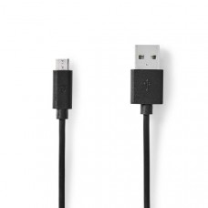 USB-Kabel | USB 2.0 | USB-A Male | USB Micro-B Male | 9 W | 480 Mbps | Vernikkeld | 5.00 m | Rond | PVC | Zwart | Polybag