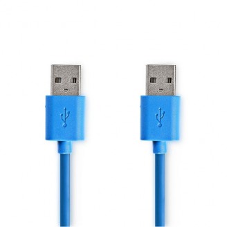 USB-Kabel | USB 3.2 Gen 1 | USB-A Male | USB-A Male | 5 Gbps | Vernikkeld | 1.00 m | Rond | PVC | Blauw | Polybag