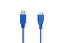 USB-Kabel | USB 3.2 Gen 1 | USB-A Male | USB Micro-B Male | 5 Gbps | Vernikkeld | 5.00 m | Rond | PVC | Blauw | Envelop