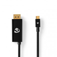 USB-CT Adapter | USB 3.2 Gen 1 | USB-CT Male | DisplayPort Male / USB-CT Female | 8K@30Hz | 2.00 m | Rond | Vernikkeld | PVC | Zwart | Envelop