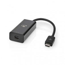 USB-CT Adapter | USB 3.2 Gen 1 | USB-CT Male | Mini DisplayPort Female | 8K@60Hz | 0.20 m | Rond | Vernikkeld | PVC | Zwart | Polybag