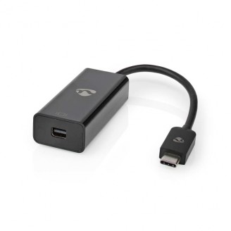 USB-CT Adapter | USB 3.2 Gen 1 | USB-CT Male | Mini DisplayPort Female | 8K@60Hz | 0.20 m | Rond | Vernikkeld | PVC | Zwart | Polybag