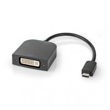 USB-CT Adapter | USB 3.2 Gen 1 | USB-CT Male | DVI-D 24+1-Pins Female | 1080p | 0.20 m | Rond | Vernikkeld | PVC | Zwart | Envelop