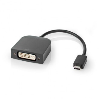 USB-CT Adapter | USB 3.2 Gen 1 | USB-CT Male | DVI-D 24+1-Pins Female | 1080p | 0.20 m | Rond | Vernikkeld | PVC | Zwart | Envelop