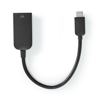 USB-CT Adapter | USB 3.2 Gen 1 | USB-CT Male | HDMI Output | 4K@60Hz | 0.20 m | Rond | Vernikkeld | PVC | Zwart | Polybag