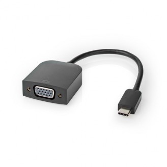 USB-CT Adapter | USB 3.2 Gen 1 | USB-CT Male | VGA Female 15p | 1920x1200 | 5 Gbps | 0.20 m | Rond | Vernikkeld | PVC | Zwart | Polybag