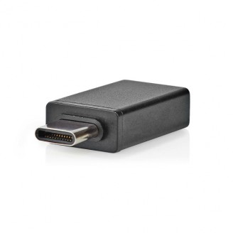 USB-CT Adapter | USB 3.2 Gen 1 | USB-CT Male | USB-A Female | 5 Gbps | OTG | Rond | Vernikkeld | Zwart | Doos