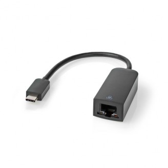 USB-netwerkadapter | USB 3.2 Gen 1 | 1000 Mbps | USB-CT Male | RJ45 Female | 0.20 m | Rond | Vernikkeld | Vertind-Koper | Zwart | Envelop