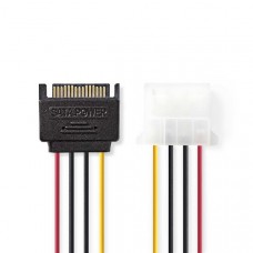 Interne Voedingskabel | SATA 15-Pins Male | Molex Female | Verguld | 0.15 m | Rond | PVC | Multicolour | Envelop