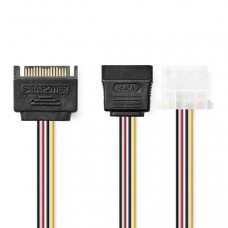 Interne Voedingskabel | SATA 15-Pins Male | Molex Female / SATA 15-Pins Female | Verguld | 0.20 m | Rond | PVC | Multicolour | Envelop