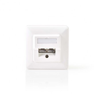 Netwerk Wanddoos | Inbouw | 2 poort(en) | CAT5e | Recht | Female | Goud Verguld | PVC | Wit | Envelop