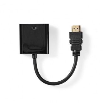 HDMIT Kabel | HDMIT Connector | VGA Female 15p | 1080p | Vernikkeld | 0.20 m | Recht | PVC | Zwart | Label