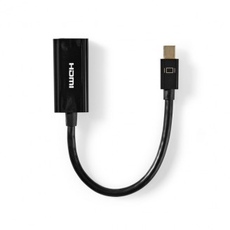 Mini DisplayPort-Kabel | DisplayPort 1.2 | Mini-DisplayPort Male | HDMI Output | 21.6 Gbps | Vernikkeld | 0.20 m | Rond | PVC | Zwart | Label
