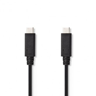 USB-Kabel | USB 3.2 Gen 2 | USB-CT Male | USB-CT Male | 15 W | 10 Gbps | Vernikkeld | 1.00 m | Rond | PVC | Zwart | Label