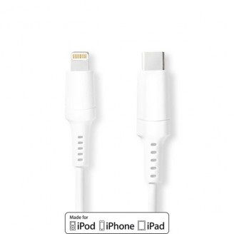 Lightning Kabel | USB 2.0 | Apple Lightning 8-Pins | USB-CT Male | 480 Mbps | Vernikkeld | 1.00 m | Rond | PVC | Wit | Doos