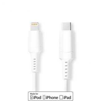Lightning Kabel | USB 2.0 | Apple Lightning 8-Pins | USB-CT Male | 480 Mbps | Vernikkeld | 2.00 m | Rond | PVC | Wit | Doos