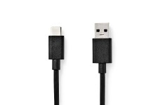 USB-Kabel | USB 3.2 Gen 1 | USB-A Male | USB-CT Male | 60 W | 5 Gbps | Vernikkeld | 1.00 m | Rond | PVC | Zwart | Doos