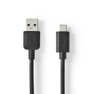 USB-Kabel | USB 3.2 Gen 1 | USB-A Male | USB-CT Male | 60 W | 5 Gbps | Vernikkeld | 2.00 m | Rond | PVC | Zwart | Doos