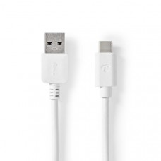 USB-Kabel | USB 3.2 Gen 1 | USB-A Male | USB-CT Male | 60 W | 5 Gbps | Vernikkeld | 1.00 m | Rond | PVC | Wit | Doos