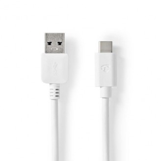 USB-Kabel | USB 3.2 Gen 1 | USB-A Male | USB-CT Male | 60 W | 5 Gbps | Vernikkeld | 1.00 m | Rond | PVC | Wit | Doos