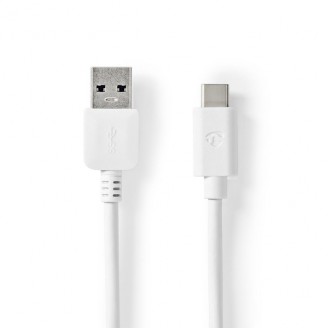 USB-Kabel | USB 3.2 Gen 1 | USB-A Male | USB-CT Male | 60 W | 5 Gbps | Vernikkeld | 2.00 m | Rond | PVC | Wit | Doos