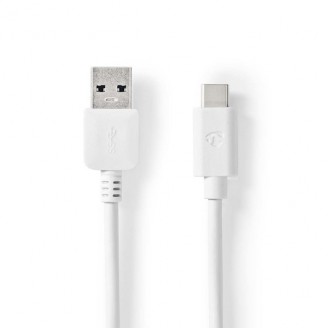 USB-Kabel | USB 3.2 Gen 2 | USB-A Male | USB-CT Male | 60 W | 10 Gbps | Vernikkeld | 1.00 m | Rond | PVC | Wit | Doos