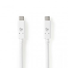 USB-Kabel | USB 3.2 Gen 2 | USB-CT Male | USB-CT Male | 100 W | 4K@60Hz | 10 Gbps | Vernikkeld | 1.00 m | Rond | PVC | Wit | Doos