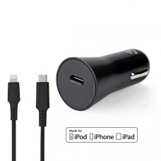 Autolader | 20 W | 1.67 / 2.22 / 3.0 A | Outputs: 1 | Poorttype: USB-CT | Lightning 8-Pins (Los) Kabel | 1.00 m | Automatische Voltage Selectie