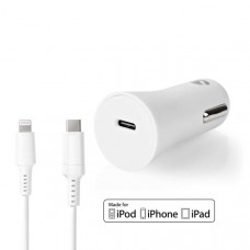Autolader | 20 W | 1.67 / 2.22 / 3.0 A | Outputs: 1 | Poorttype: USB-CT | Lightning 8-Pins (Los) Kabel | 1.00 m | Automatische Voltage Selectie